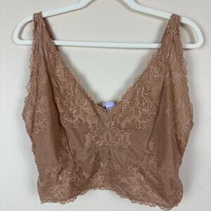 Savage X Fenty Nude Lace Bralette Sheer 3X Fairy Grunge Festival Rave Dainty